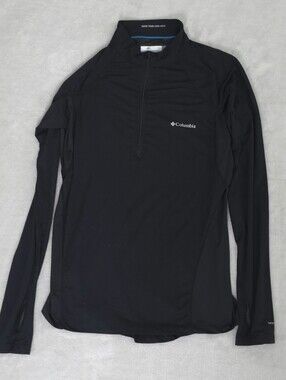 Columbia Womens Small Midweight Stretch Baselayer Half Zip Shirt Black Omni-Heat